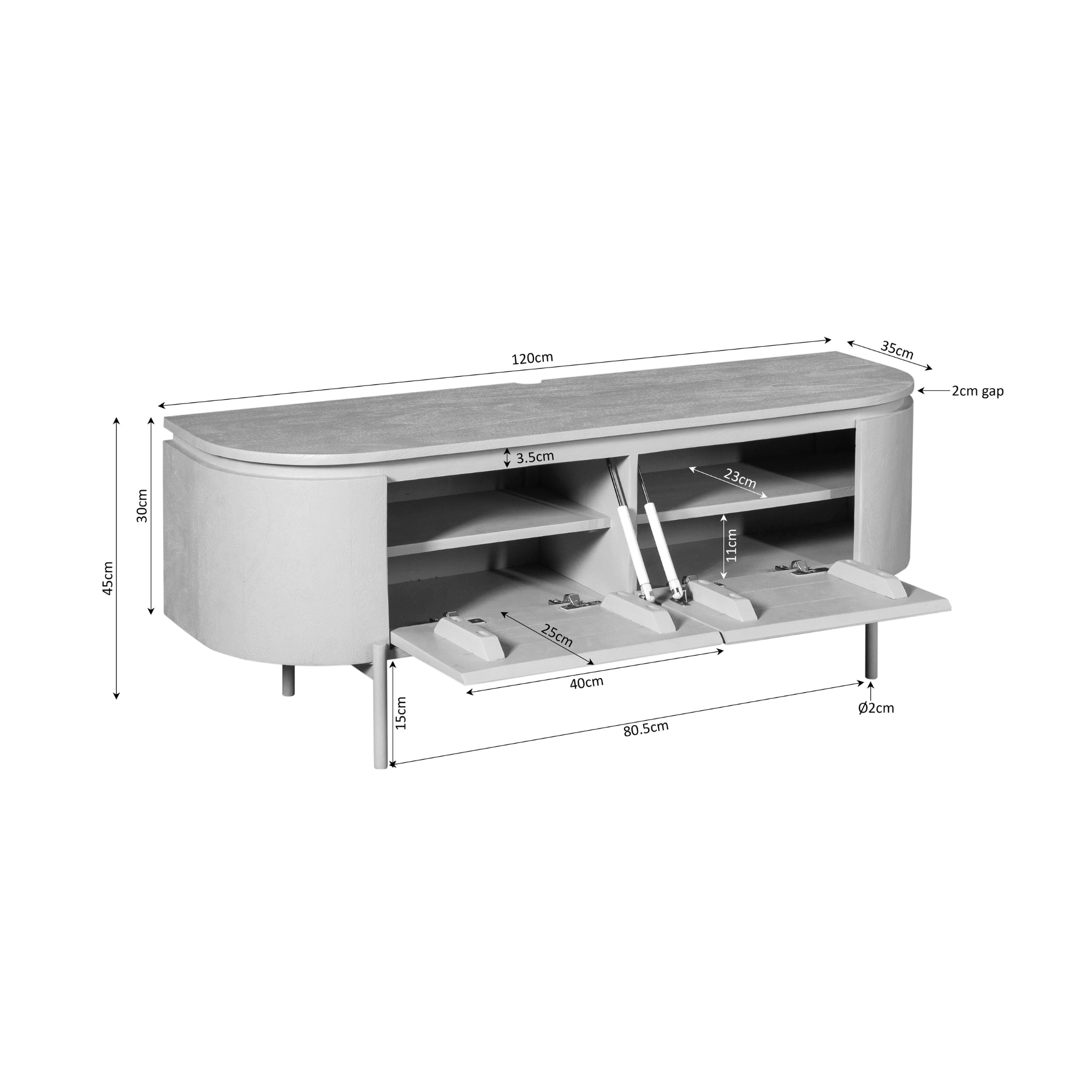 Zwevend TV-meubel Bloom - Naturel - 120 cm