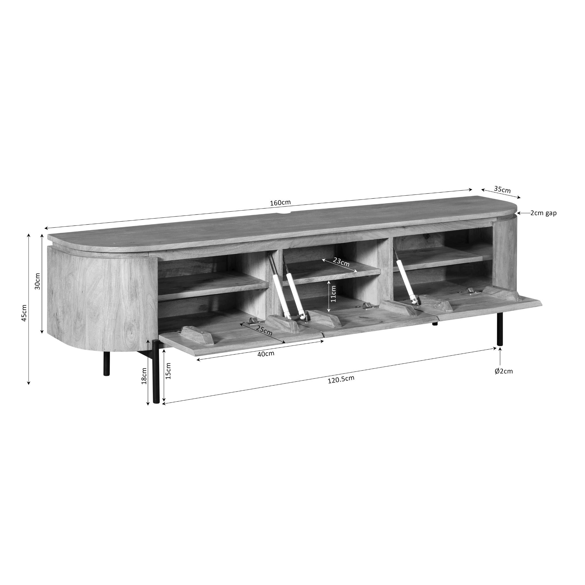 Zwevend TV-meubel Bloom - Naturel - 160 cm