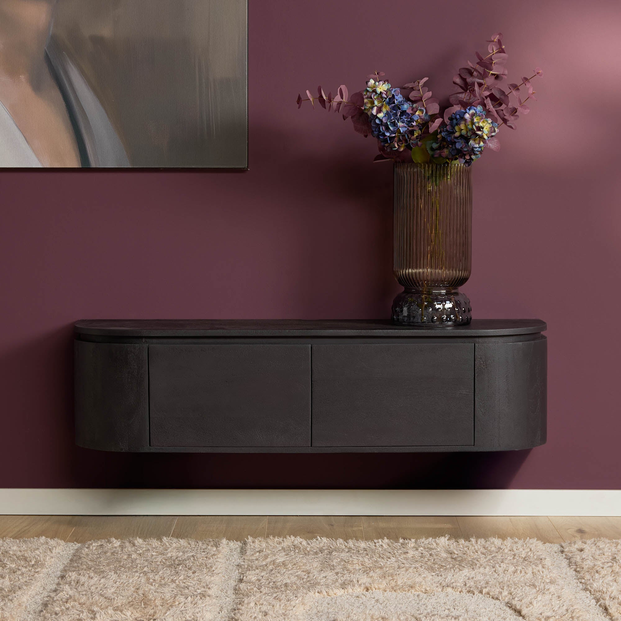 Zwevend TV-meubel Bloom - Zwart - 120 cm