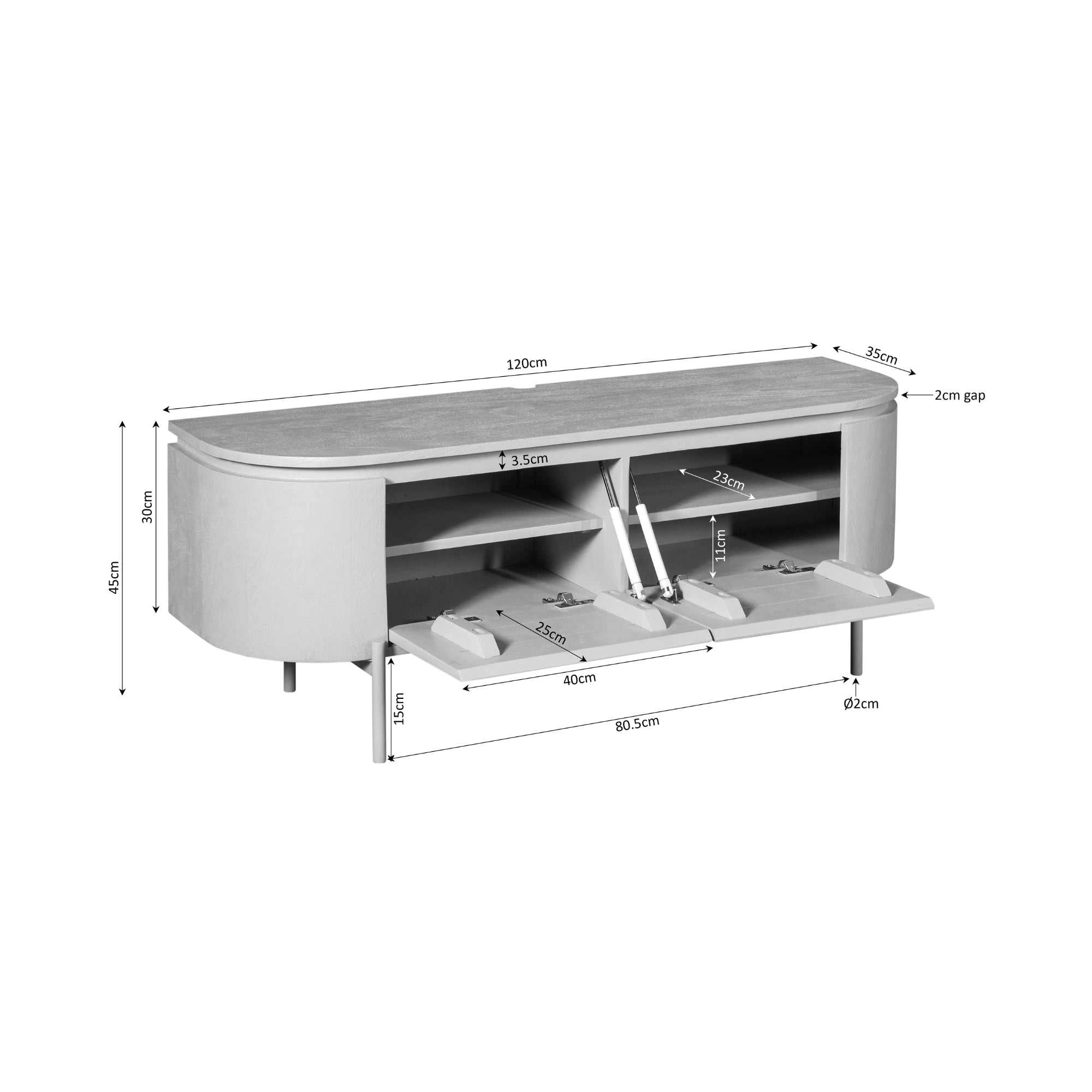 Zwevend TV-meubel Bloom - Bruin - 120 cm