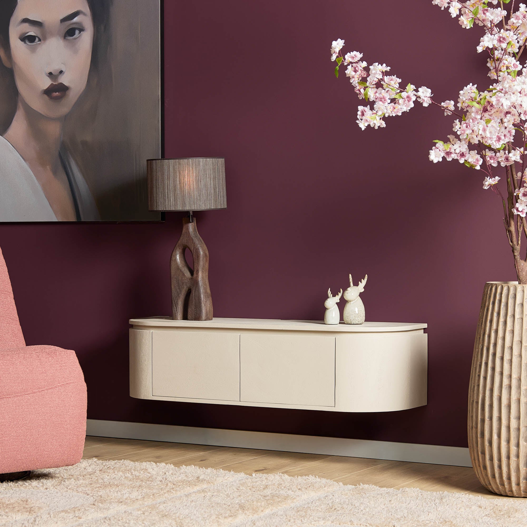 Zwevend TV-meubel Bloom - Beige - 120 cm