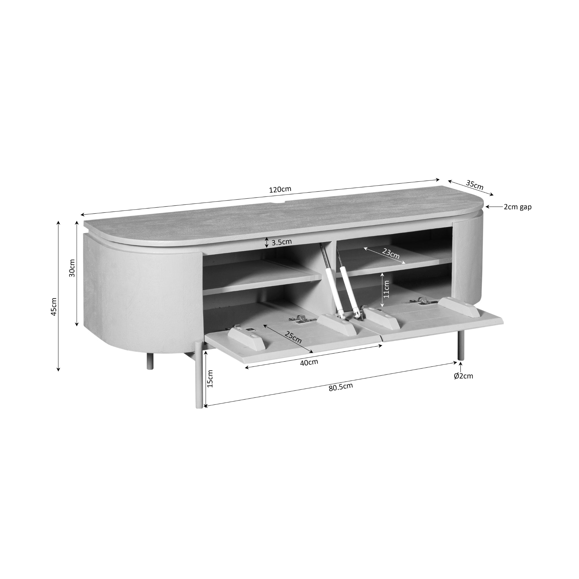 Zwevend TV-meubel Bloom - Beige - 120 cm