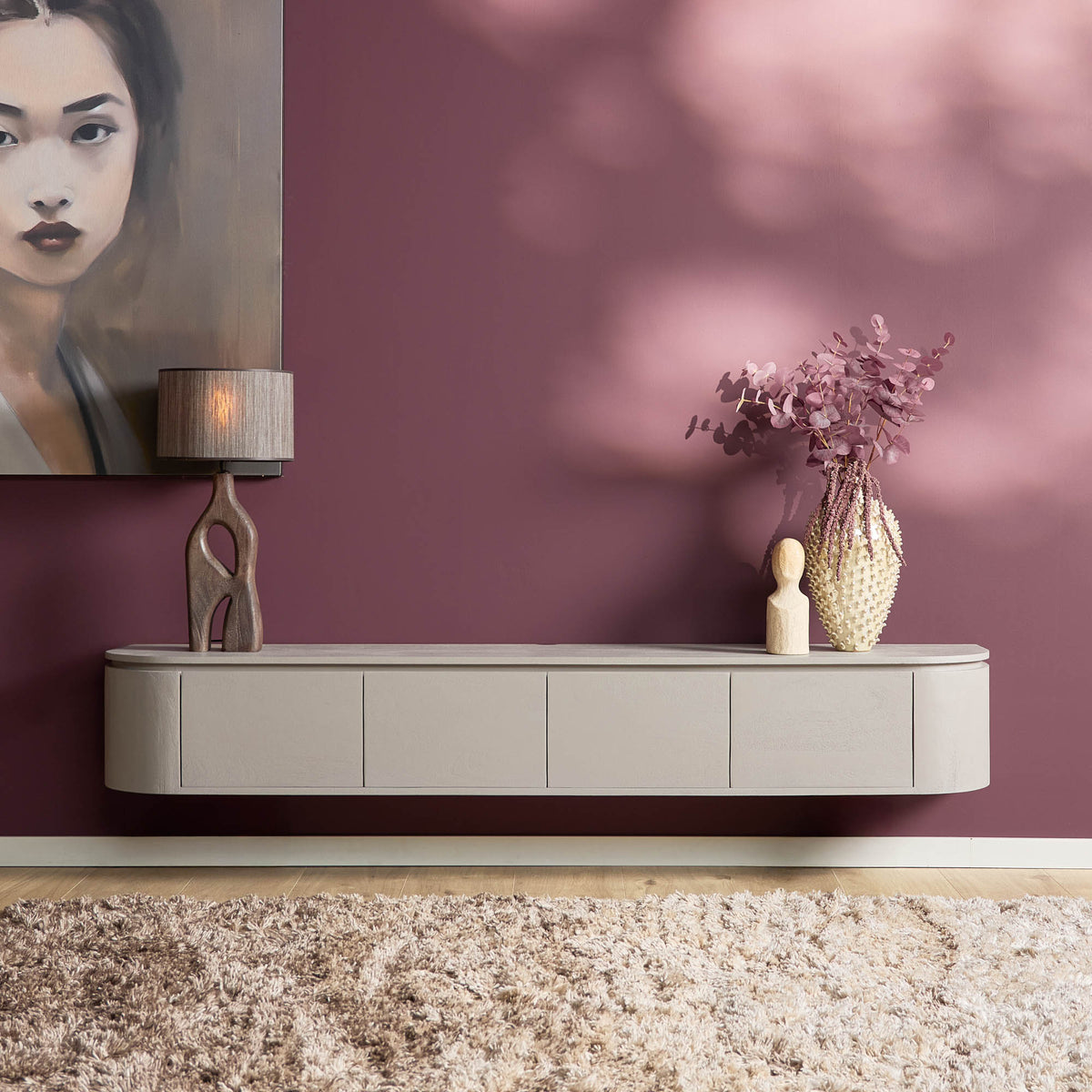 Zwevend TV-meubel Bloom - Stone - 200 cm