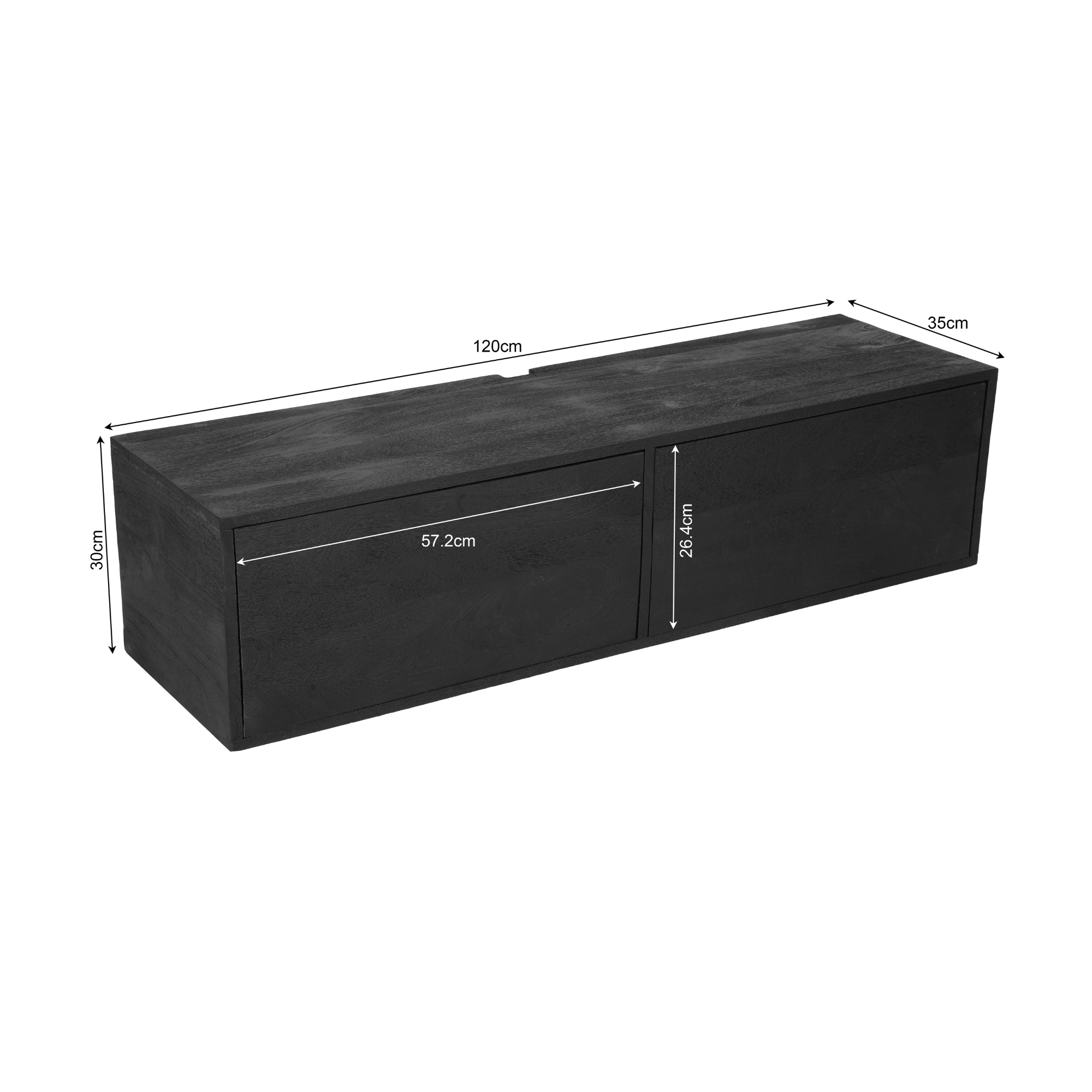Zwevend TV-meubel Yuna - Zwart - 120 cm