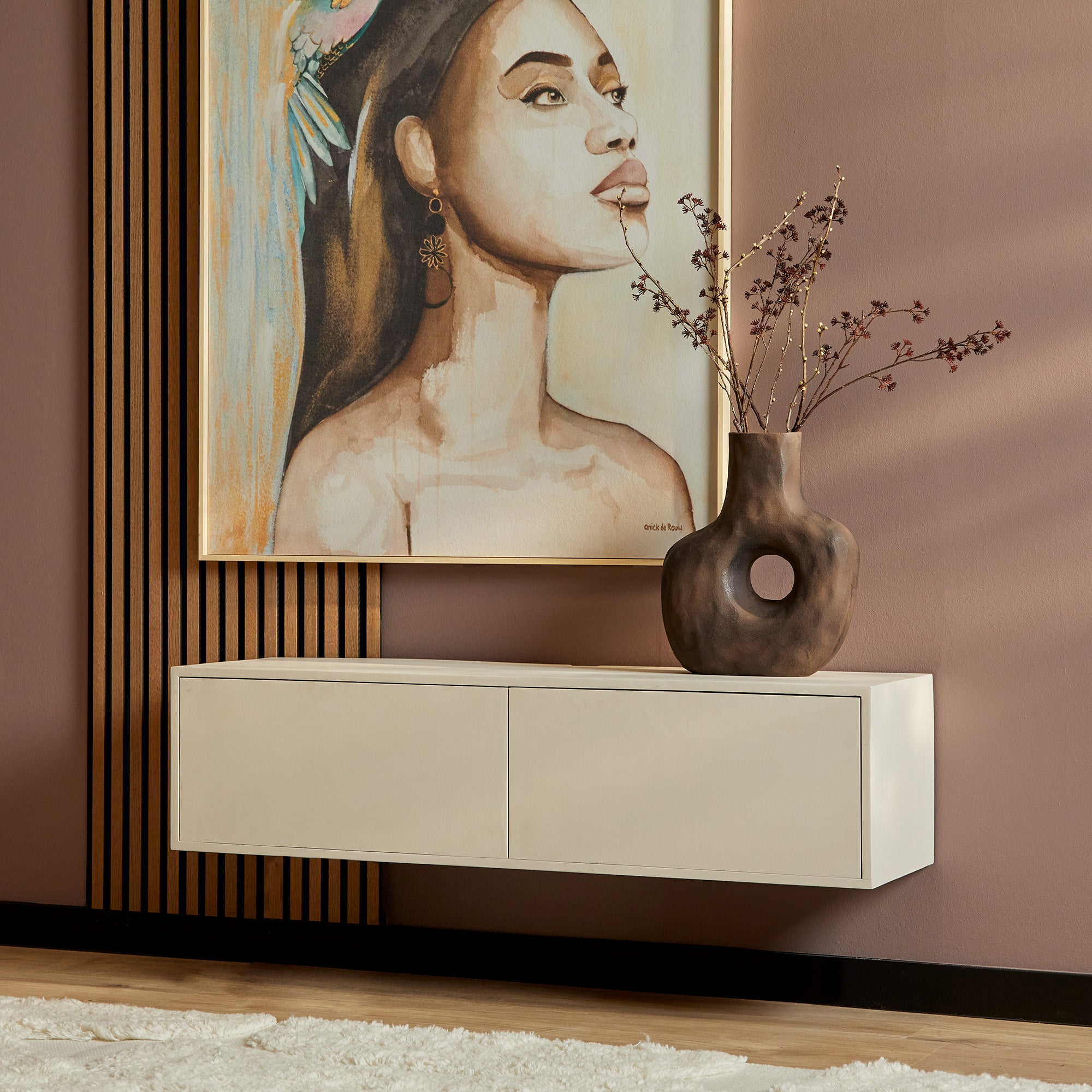 Zwevend TV-meubel Yuna - Beige - 120 cm