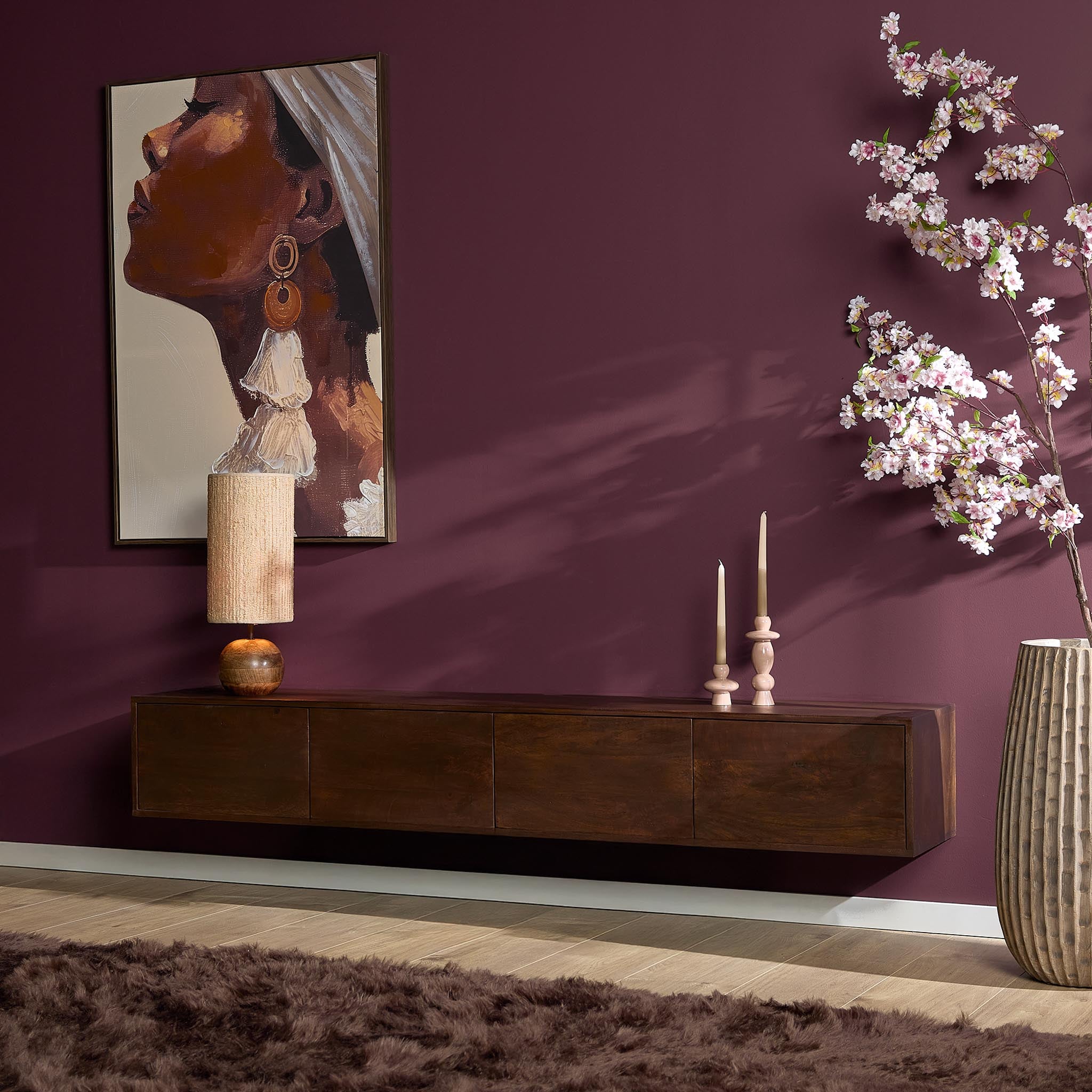 Zwevend TV-meubel Yuna - Bruin - 200 cm