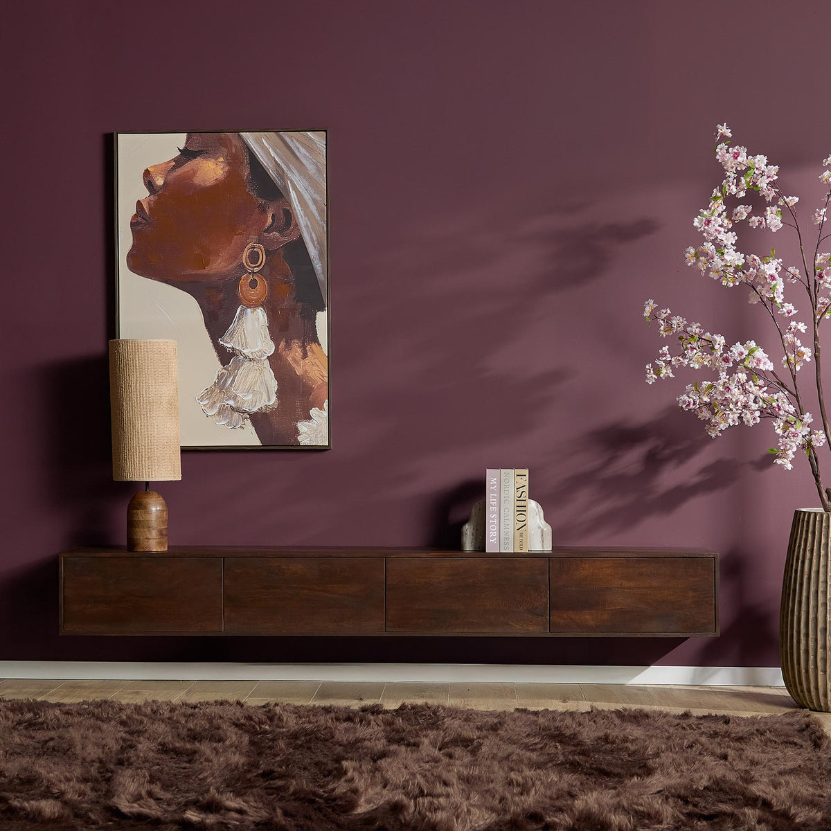 Zwevend TV-meubel Yuna - Bruin - 240 cm
