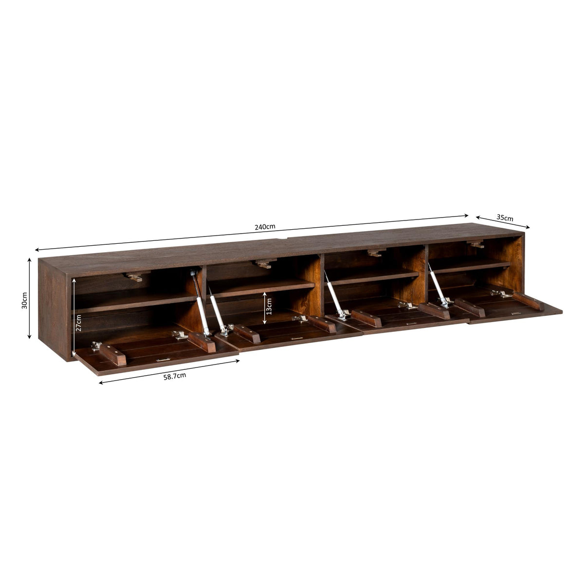 Zwevend TV-meubel Yuna - Bruin - 240 cm