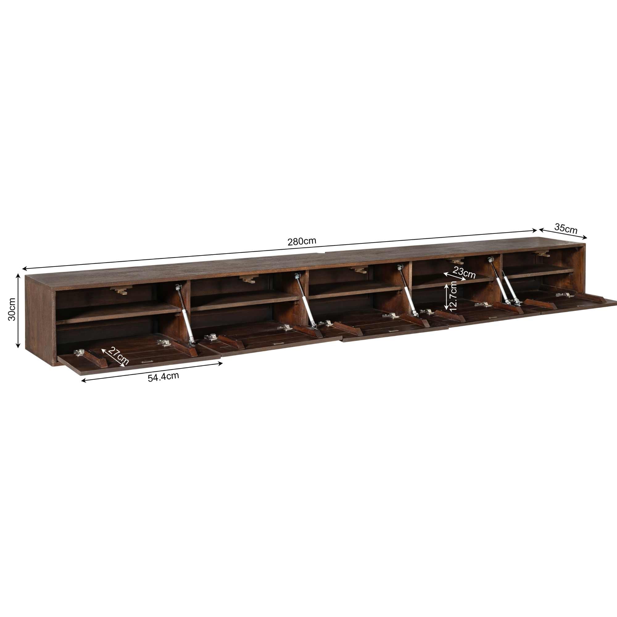 Zwevend TV-meubel Yuna - Bruin - 280 cm