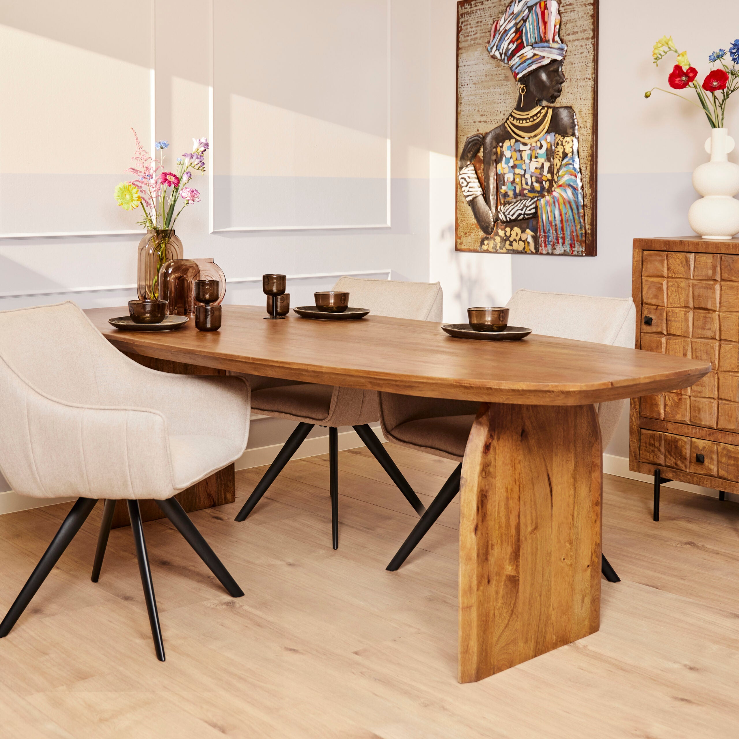Eettafel Serenity - Ovaal - Mangohout - Naturel - 200 cm