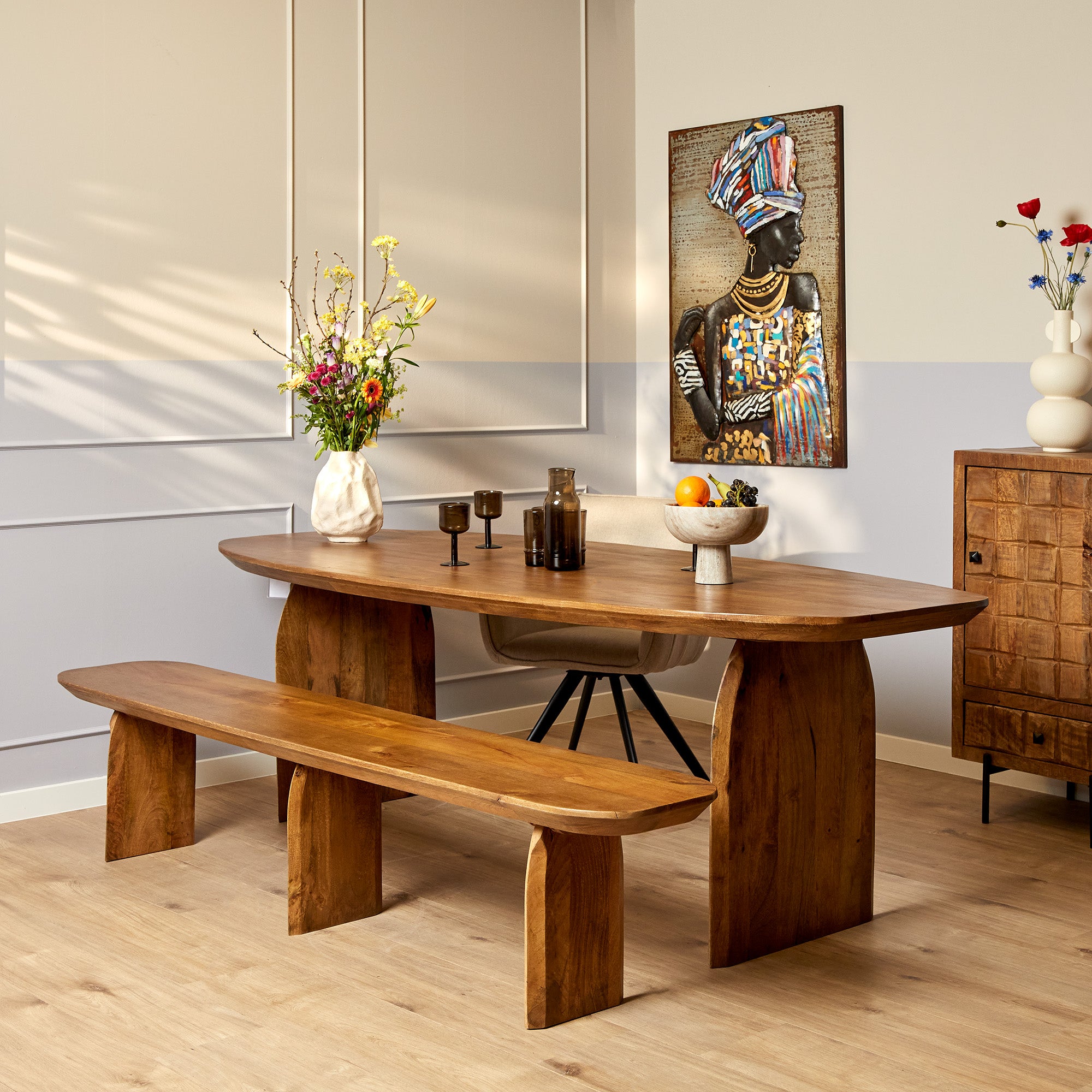 Eettafel Serenity - Ovaal - Mangohout - Naturel - 300 cm