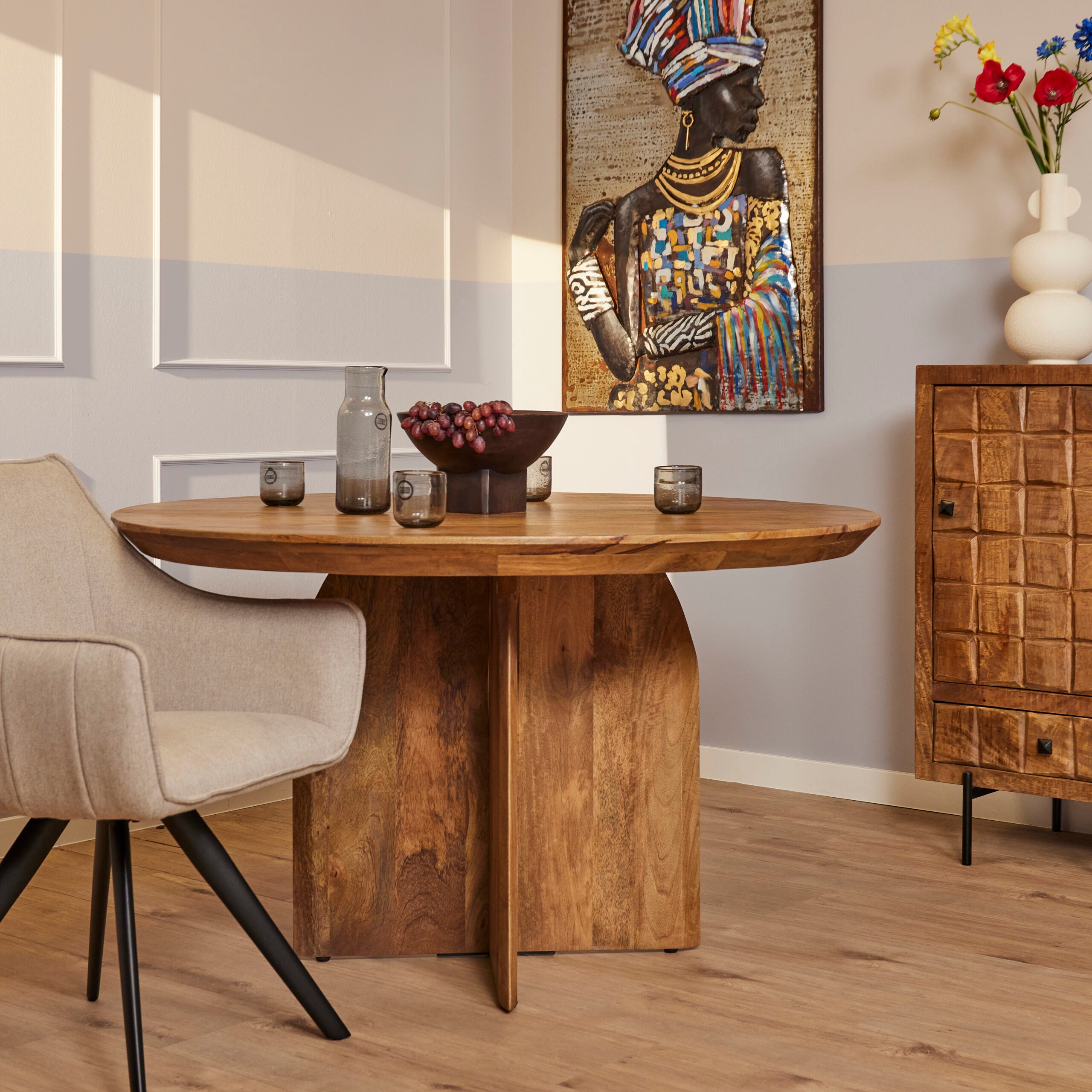 Eettafel Serenity - Rond - Mangohout - Naturel - 150 cm