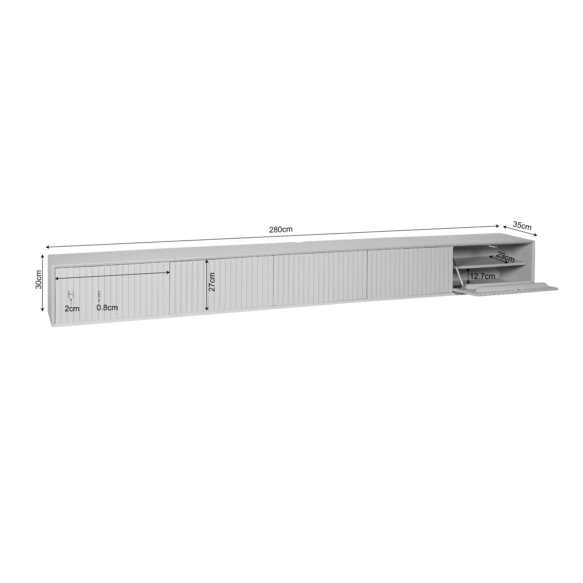Zwevend TV-meubel Lunelle - Bruin - 280 cm