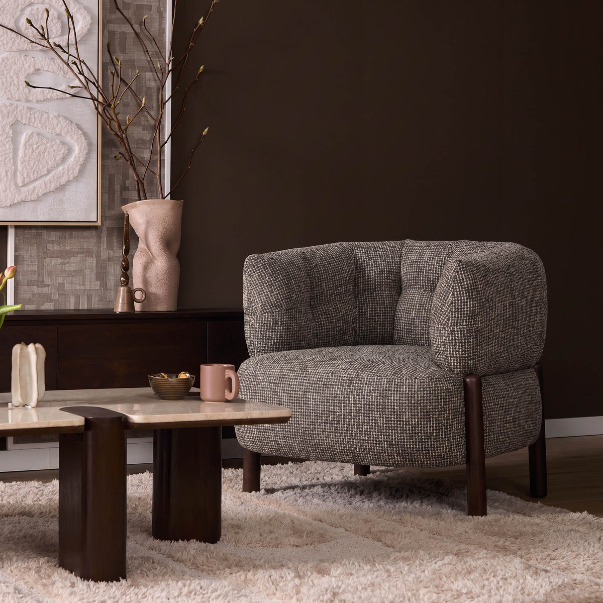 Fauteuil Lolu - Bruin - Ote Stof