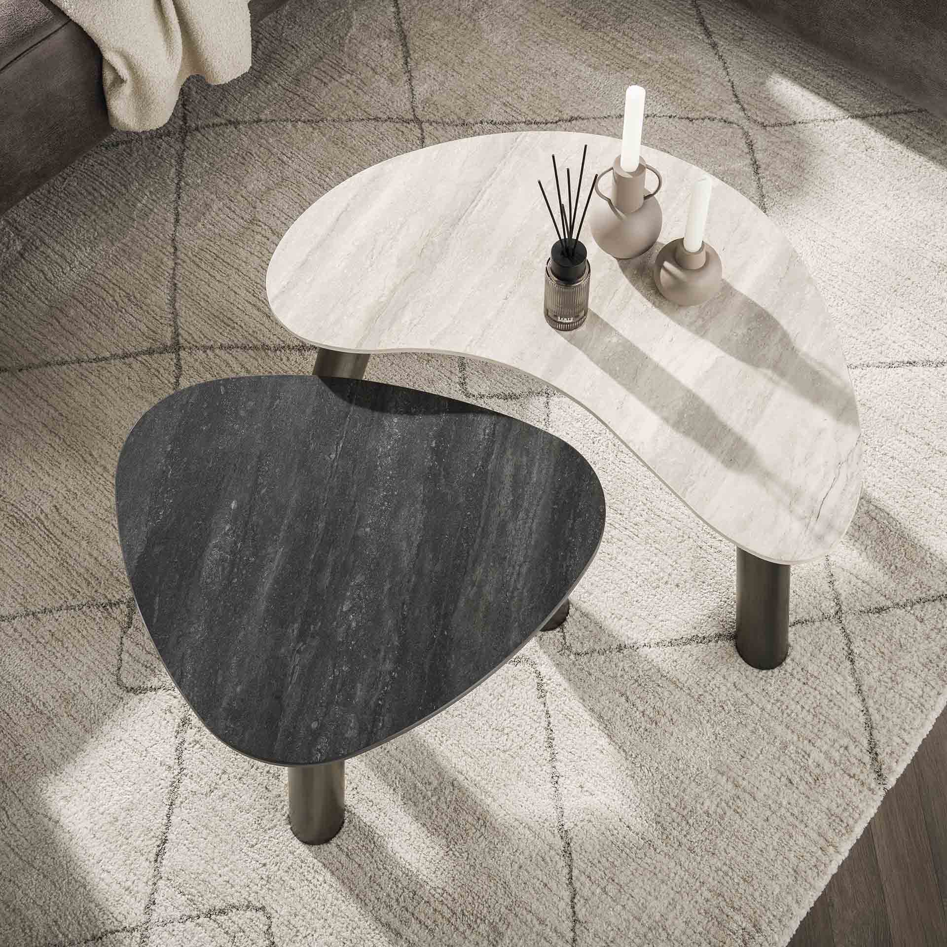 Salontafel Corva Organisch Keramisch Travertin Set van 2 Meubelista Tafelblad