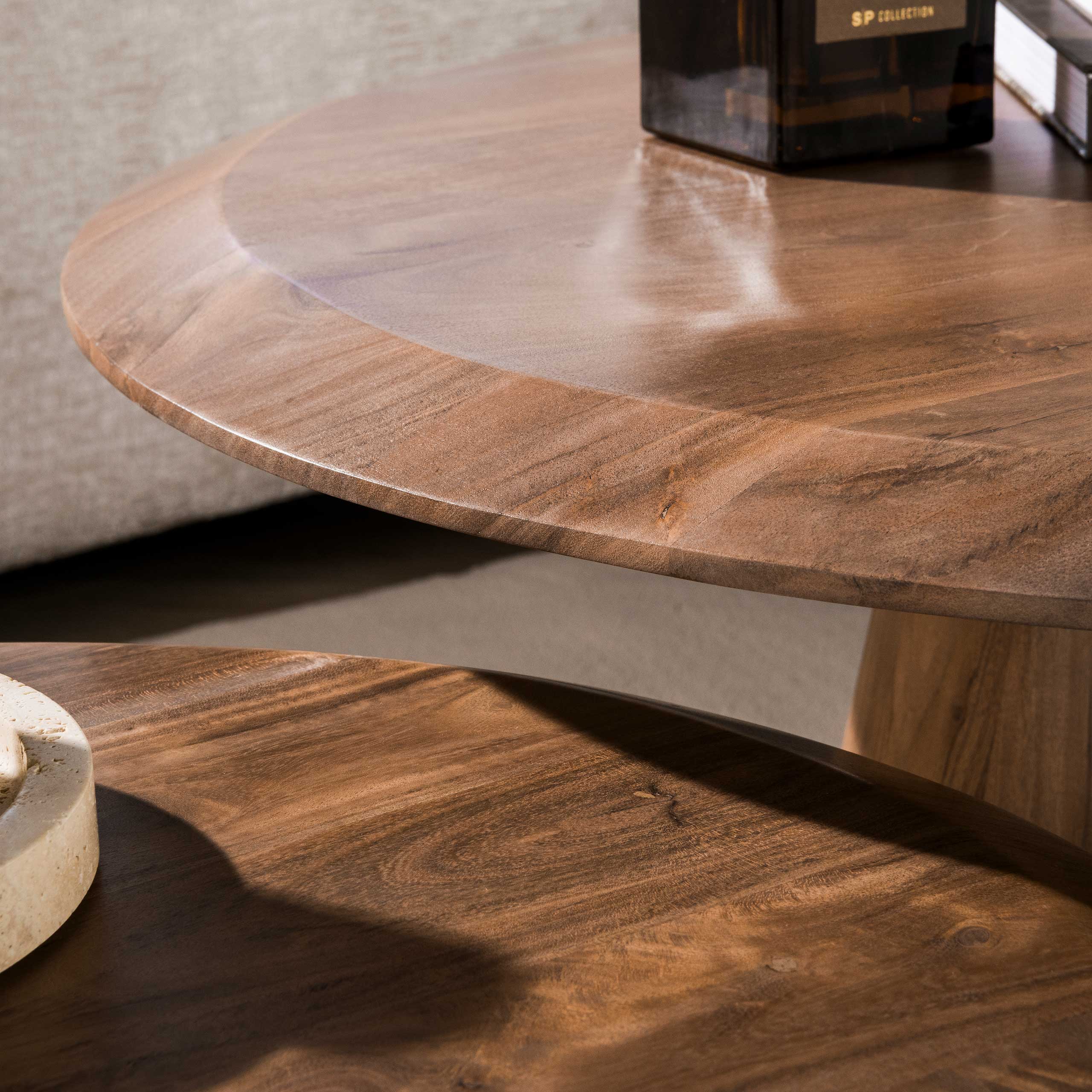 Salontafel Juna Rond Acaciahout Set van 2 Meubelista Detailfoto