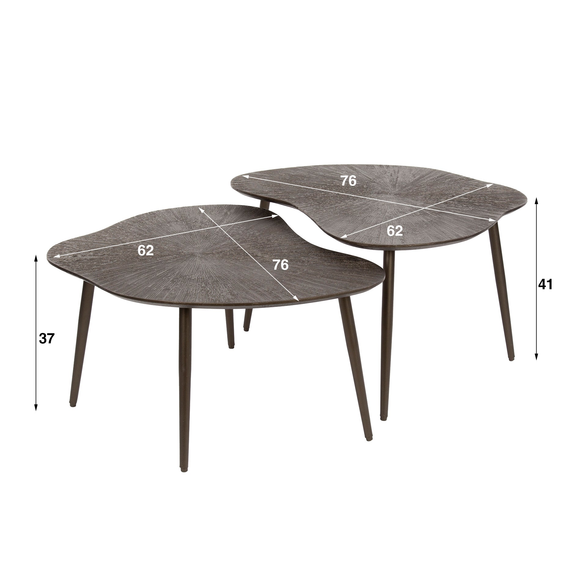 Salontafel Noara Organisch Brons Hout Set van 2 Meubelista Afmetingen