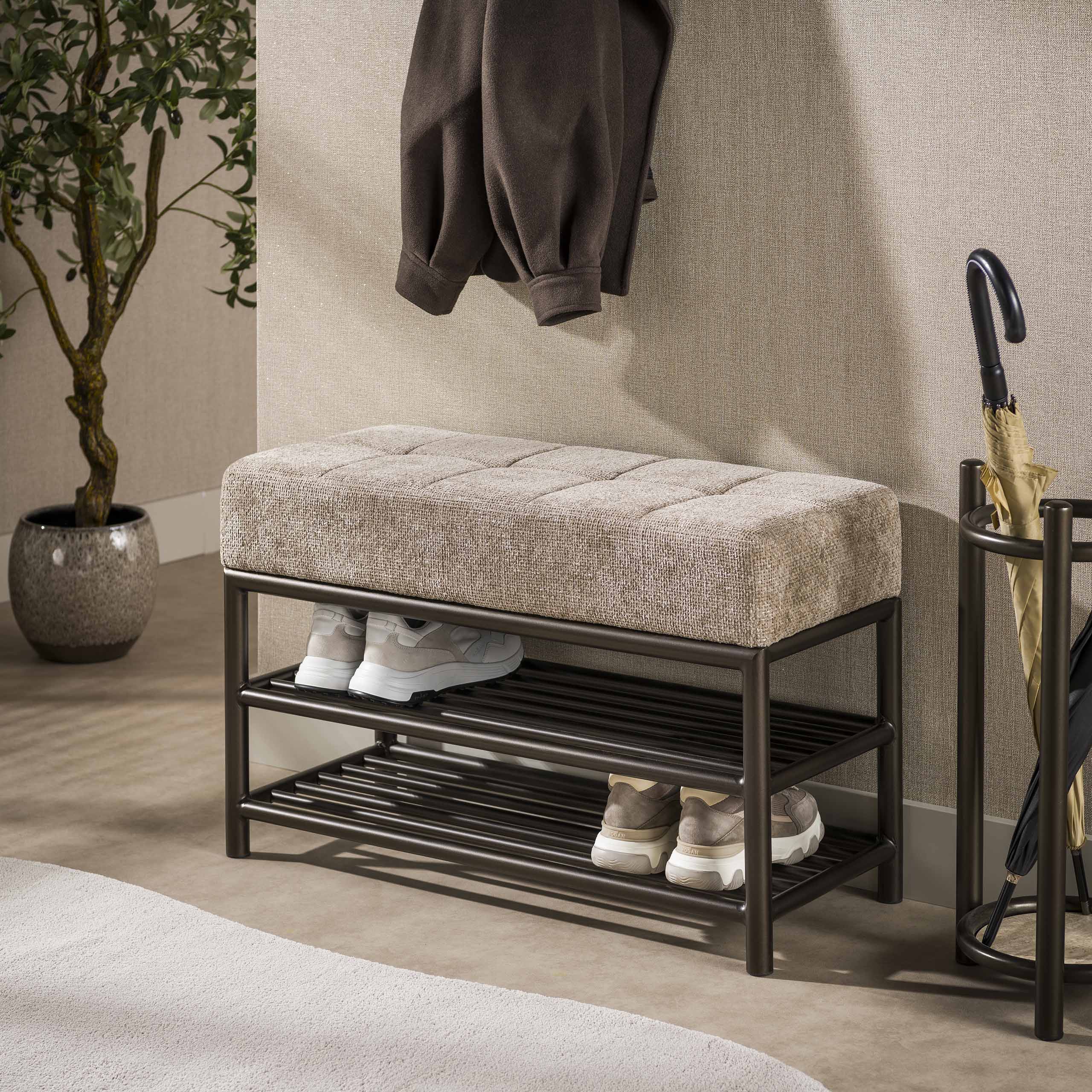 Schoenenbank Lumi Brons Gepoedercoat Staal 85 cm Meubelista Detailfoto