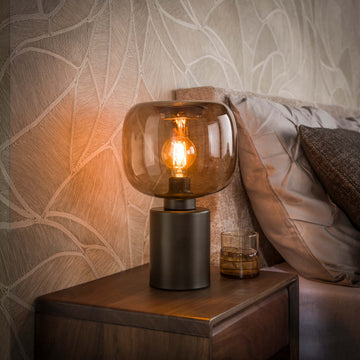 Tafellamp Avelore - 1-lichts - Brons - Amberglas