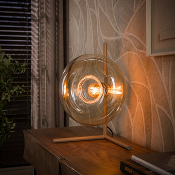 Tafellamp Donut - 1-lichts - Beige - Amberglas