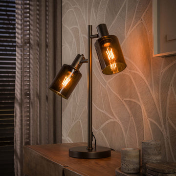 Tafellamp Lucaro - 2-lichts - Brons - Glas