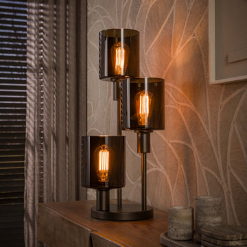 Tafellamp Lucaro - 3-lichts - Brons - Glas