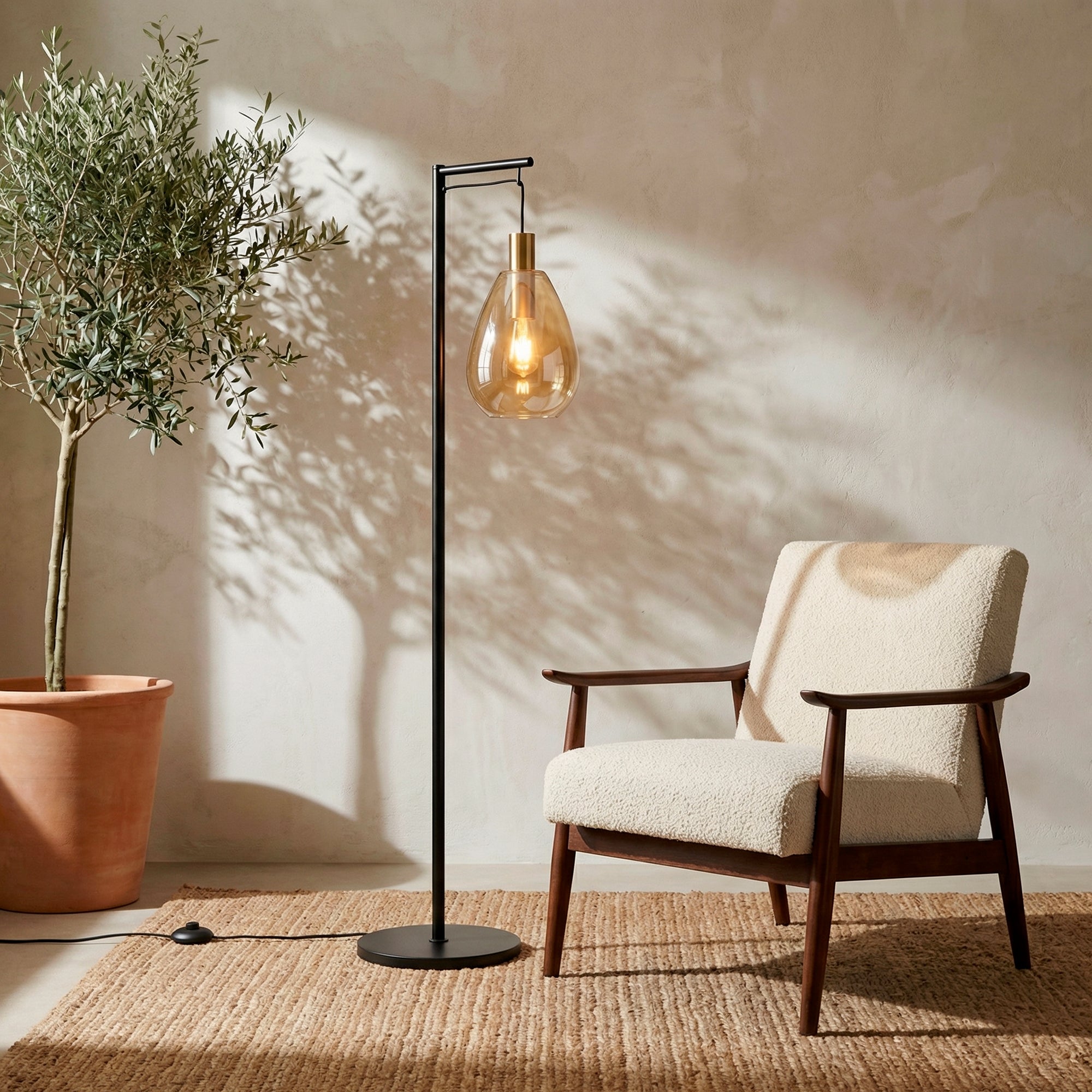Vloerlamp Celia 1-lichts Amberkleurig Glas 170 cm Meubelista