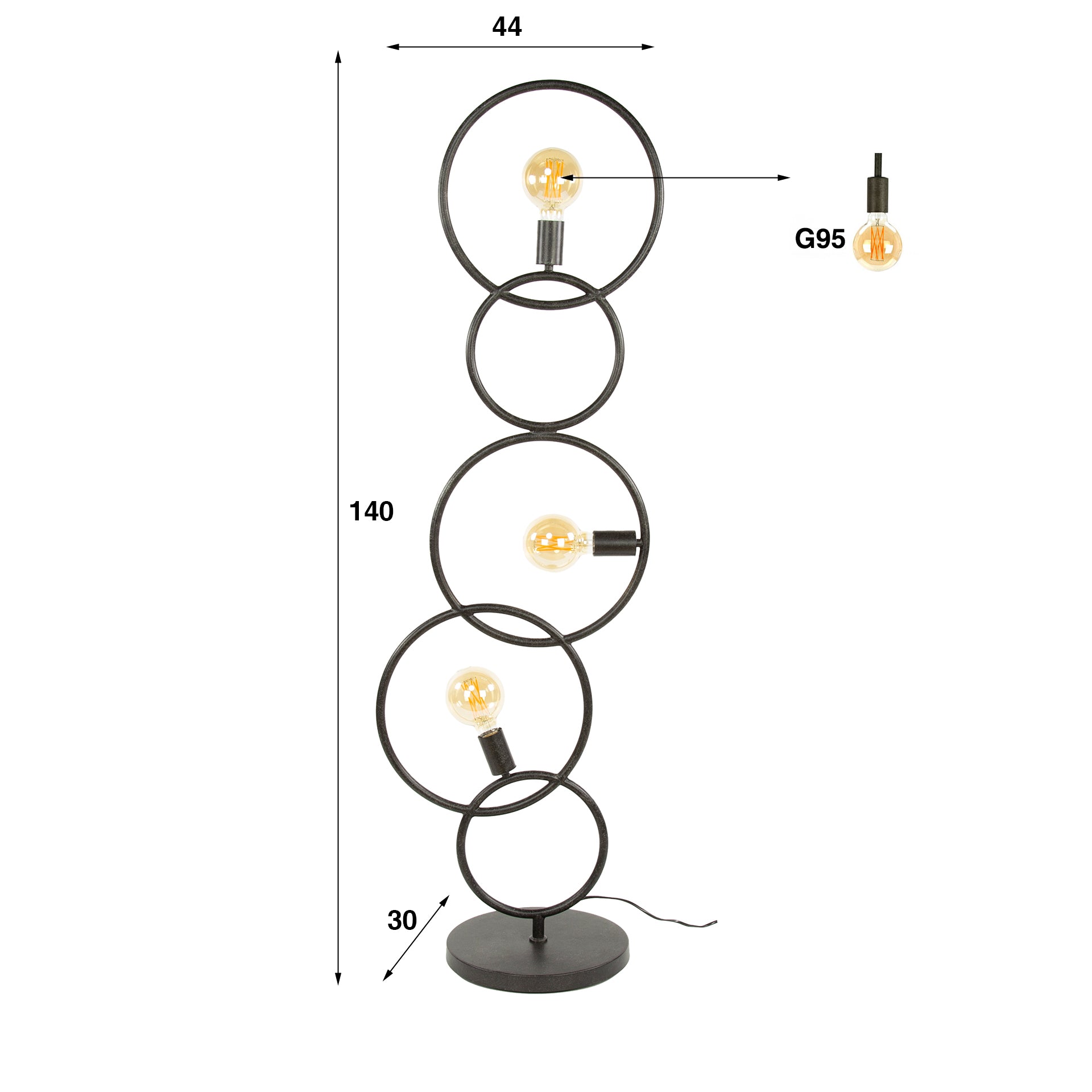 Vloerlamp Darby Antraciet Metaal 140 cm Meubelista Afmetingen