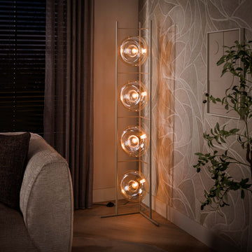 Vloerlamp Donut - Beige - Amberglas - 168 cm