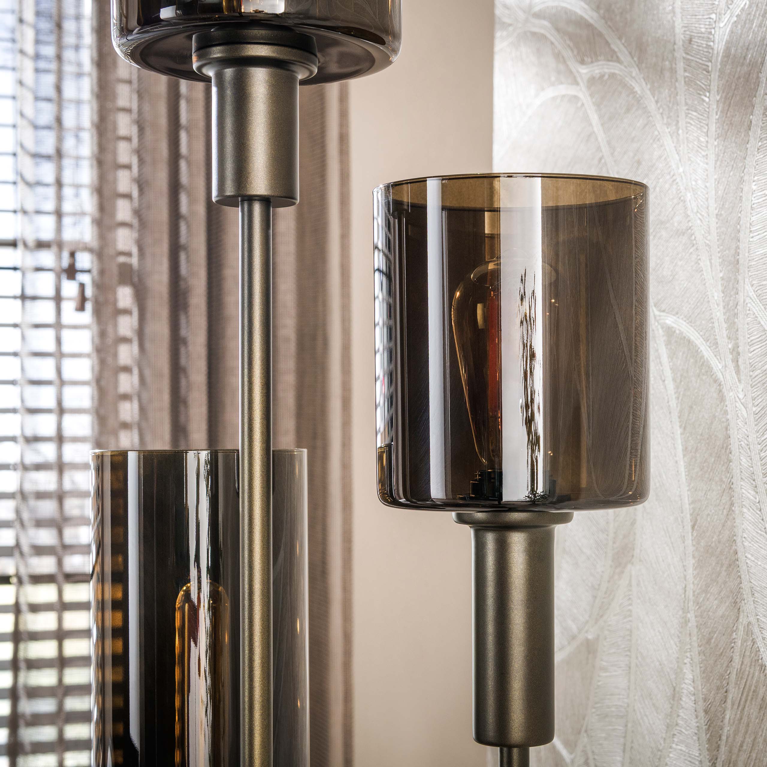 Vloerlamp Lucaro 5-lichts Brons Glas Meubelista Detailfoto Licht