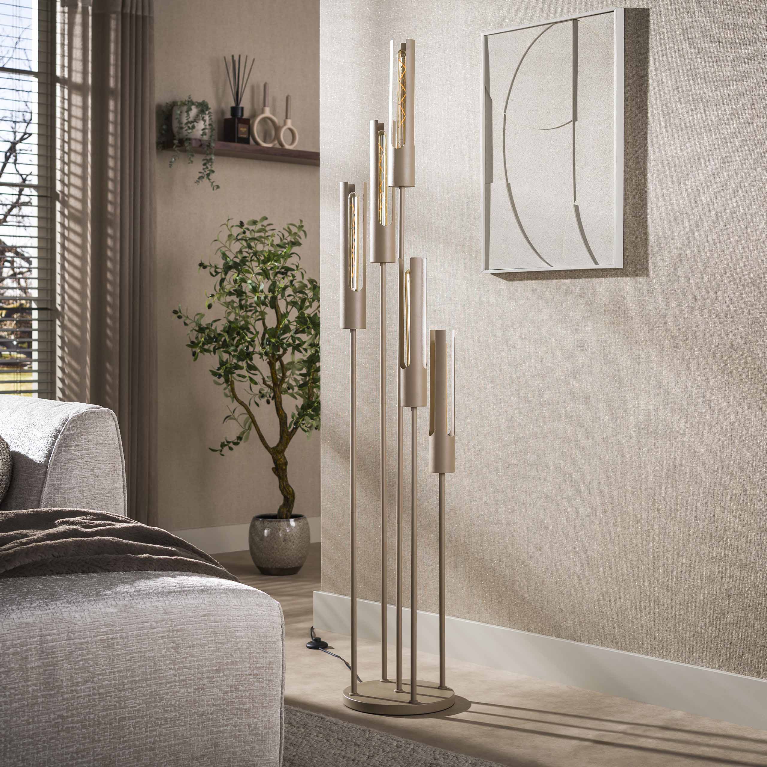 Vloerlamp Lumen 5-lichts Beige Metaal 176 cm Meubelista Sfeerfoto Licht
