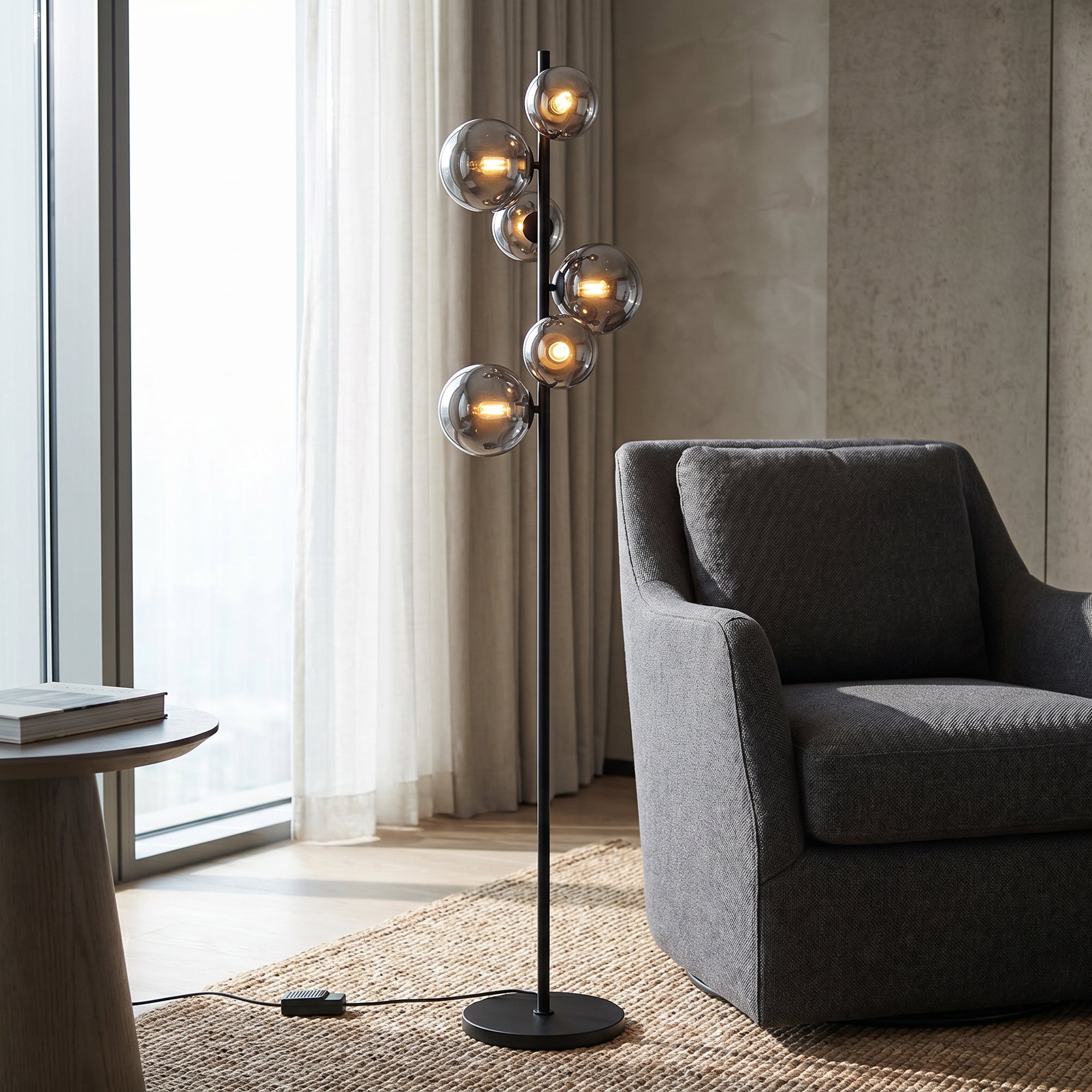 Vloerlamp Novi 6-lichts Smoke Glas 170 cm Meubelista