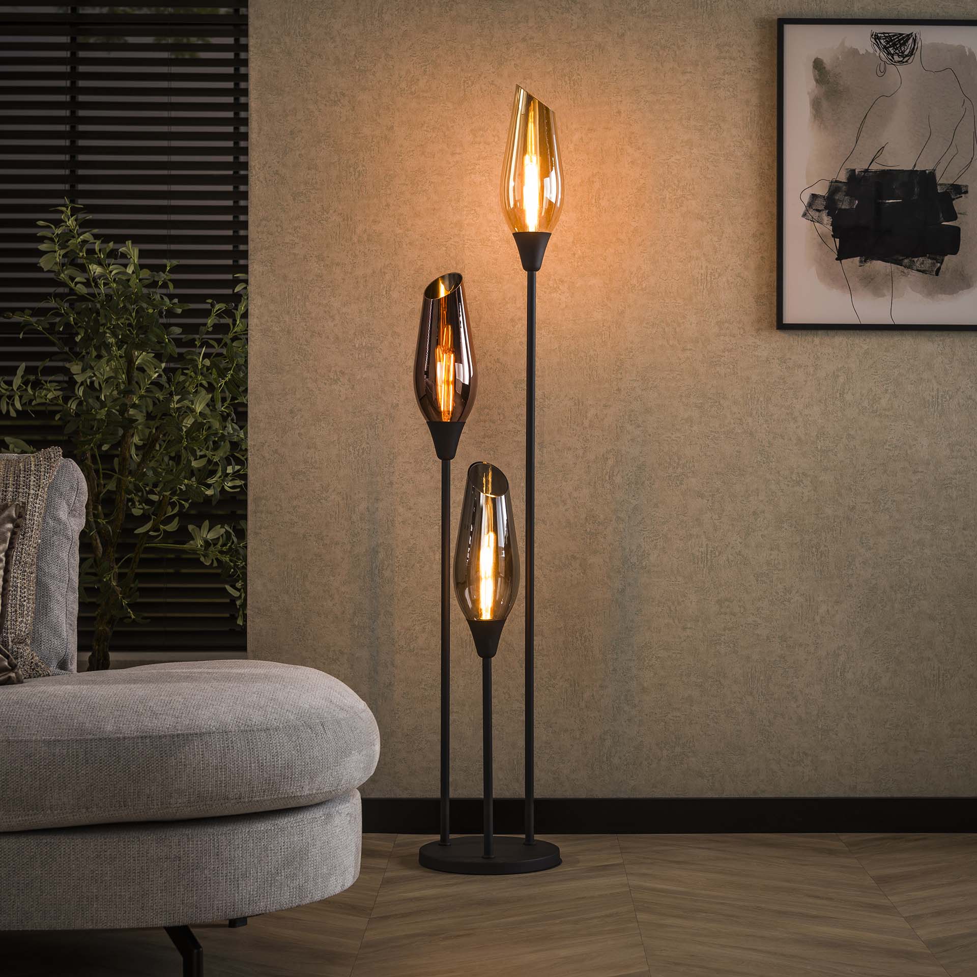 Vloerlamp Vivid Mix Glas 168 cm Meubelista Sfeerfoto Donker