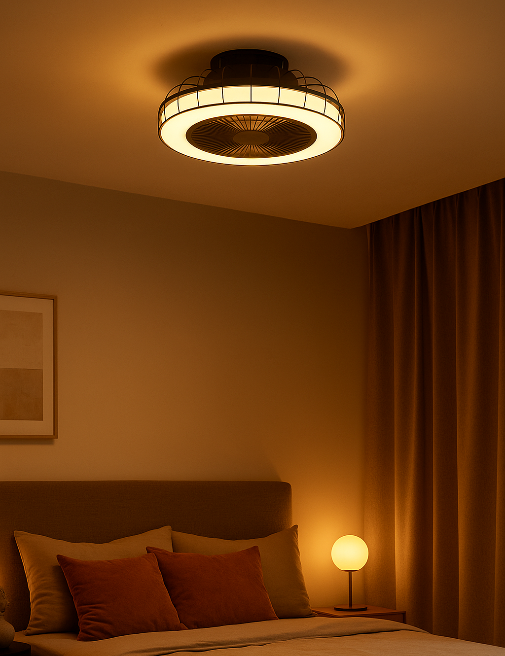 Plafondventilator Fien - Met Lamp - Zwart - Dimbaar - Koud + Warm