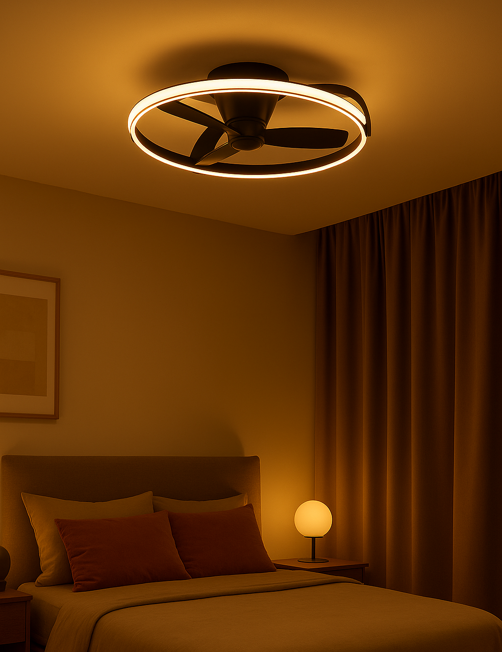 Plafondventilator Mila - Met Lamp - Zwart - Dimbaar - Koud + Warm