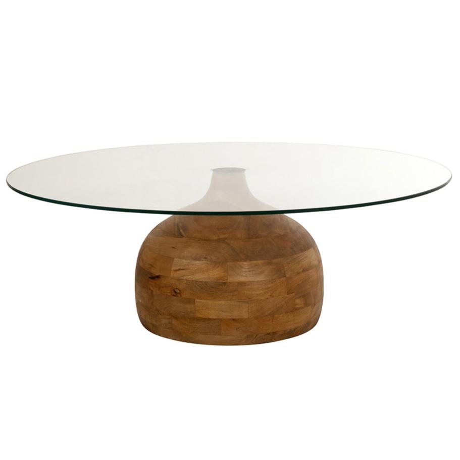 salontafel norelle rond naturel glas mangohout 100 cm meubelista main