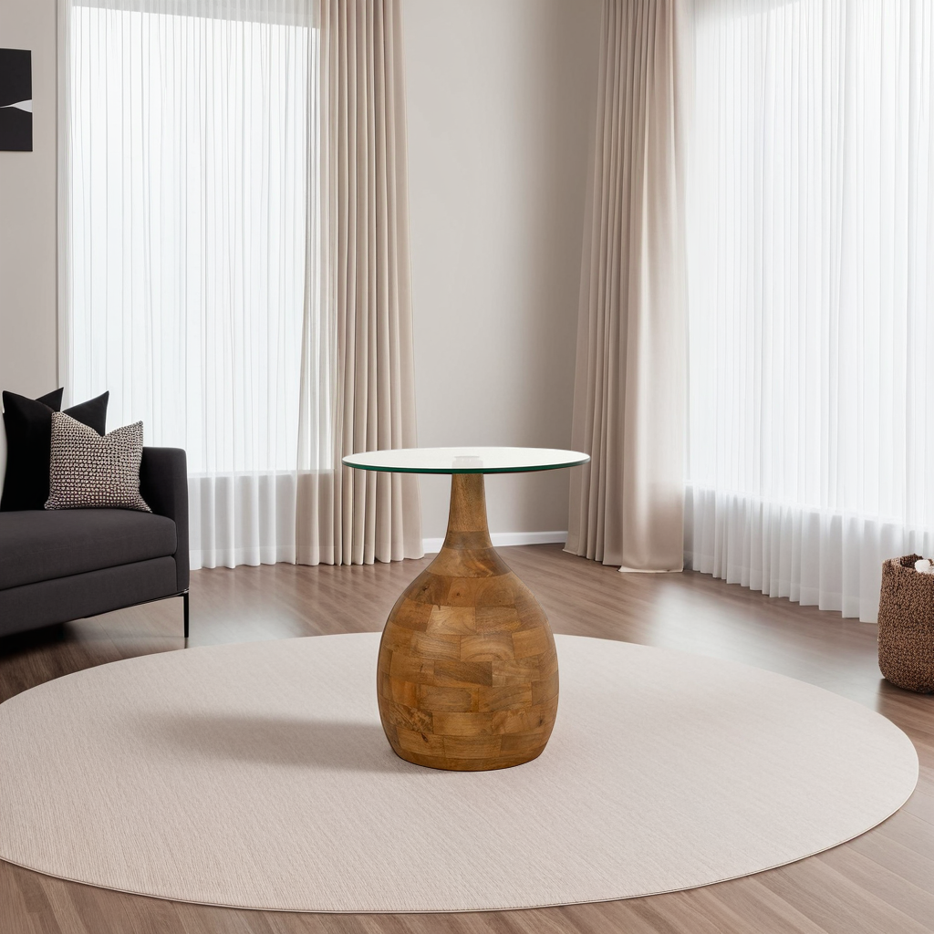 salontafel norelle rond naturel glas mangohout 40 cm meubelista lifestyle
