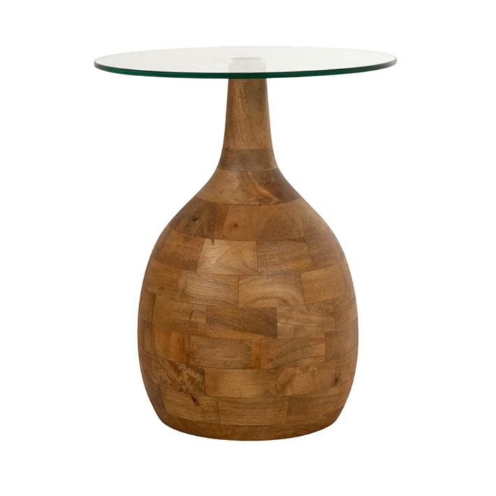 salontafel norelle rond naturel glas mangohout 40 cm meubelista main