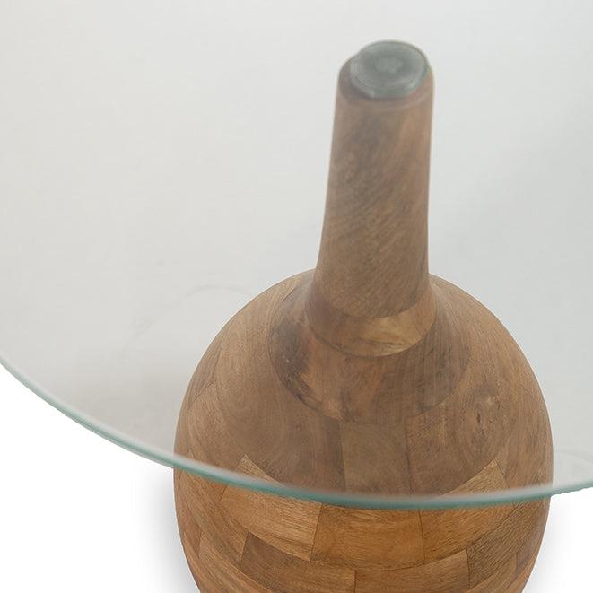 Salontafel Norelle - Rond - Naturel - Glas - Mangohout - 40 cm